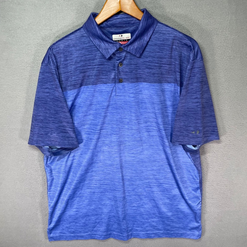 Grand Slam Golf Polo‎ Shirt Mens Large Blue Space Dye Performance